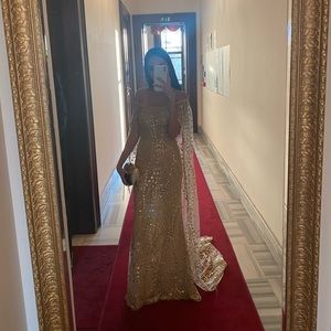 Gold formal gown with cape- only worn once
